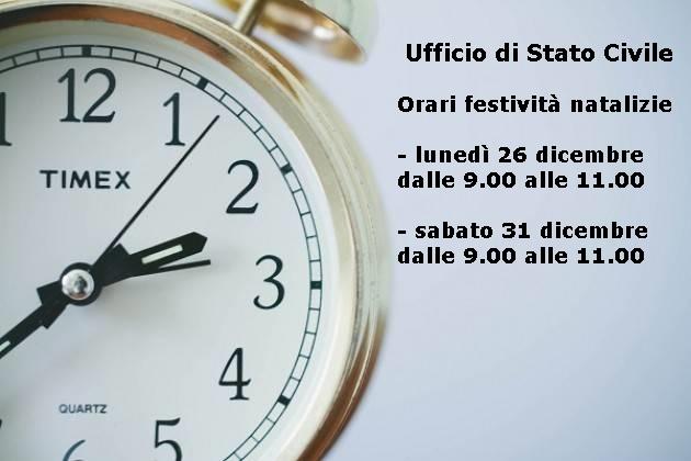 Calendario ufficio stato civile natale 2022